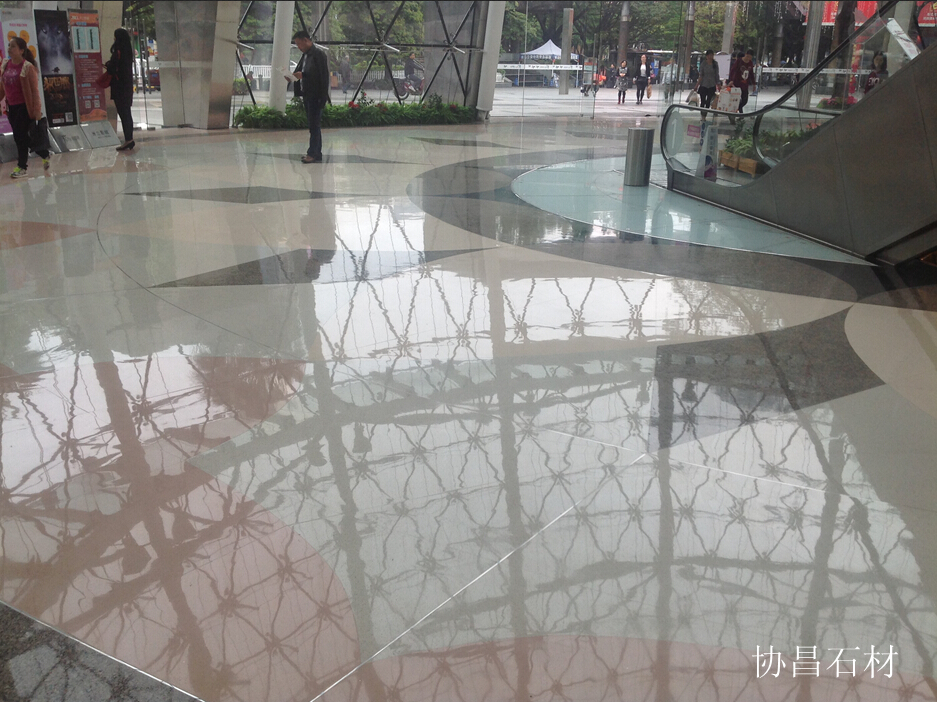 花園城入口石材晶面處理